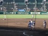 親仁の甲子園2日目。6時前にホテルを出発し、梅田の甲子園電車に乗ったのが6時15分。6時半には球場に着いたが、なんと長蛇の待ち列。6時50分にチケット売り開始。今回はバックネット裏に