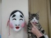 岩崎弥太郎のお亀記事を読んで診察室に壁に掛けた面。お亀は「お多福」とも。「鼻が低く頬が丸く張り出した女性の顔、あるいはその仮面」と云う。数年前の日向ひょっとこで買ったもの