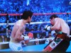被弾して身体の軸が右方向に傾いたマルガリート。ウエルター級までの相手なら、たとえチャンピオンであれ、このパンチ一発でマットに沈んでいた。さすがは打たれ強いマルガリートだ。